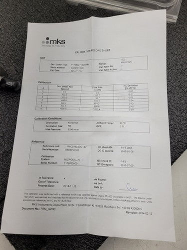 MKS 1179B02713CR14V Mass-Flo Mass Flow Controller 1000SCCM N20 Working Pull