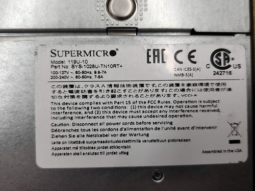Supermicro SYS-1028U-TN10RT+ 1U Server X10DRU-i+ Dual Xeon E5-2620 v4 10x NVMe
