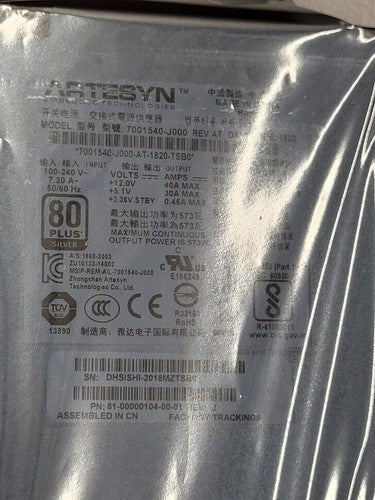 HP 814665-001 SPS-PWR 595W ES MSA 20x0 Power Supply PSU Recent Date Code Sealed
