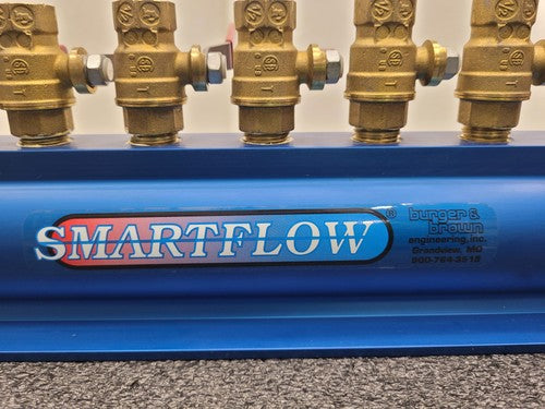 Lot of 2x Burger & Brown 2" Smartflow Aluminum Manifolds 6 port 1/2" Ball Valves
