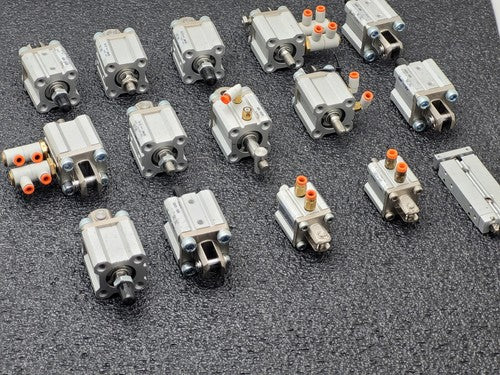 Lot of 15 SMC CQ2D20-15DM-W / CQ2D2015DMW Push Pull Pnuematic Compact Cylinder