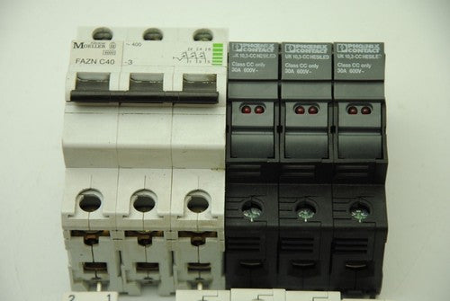 Moeller, Phoenix Contact, Crouzet, Assorted Lot of Din-Mount Circuit Breakers