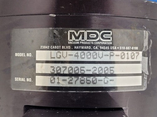 MDC LGV-4000V-P-0107H 4" Pneumatic High Vacuum Gate Valve Unit B