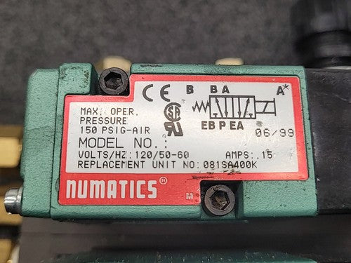 Numatics 228-703B Solenoid 2 Valve Manifold Pneumatic Air Control 120VAC