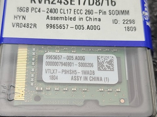 Kingston KVR24SE17D8/16 16GB DDR4 SODIMM PC4-2400T CL17 ECC Unbuffered RAM
