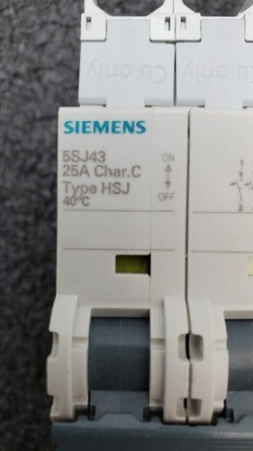 SIEMENS 5SJ4325-7HG41 Circuit Breaker 5SJ43, 25A, 240 V, 50/60Hz Type HSJ 3-Pole