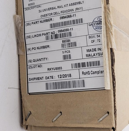 5PCS NEW 0994058-11 ASSEMBLY UNIVERSAL STORAGE XL 2U SNAP-IN RAIL KIT