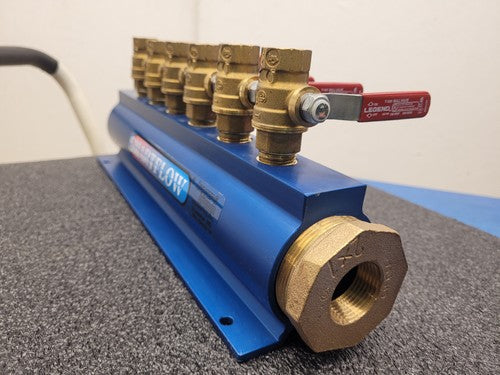 Lot of 2x Burger & Brown 2" Smartflow Aluminum Manifolds 6 port 1/2" Ball Valves