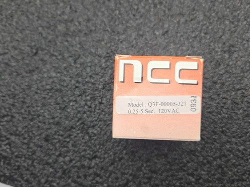 NCC Q3F-00005-321 Time Delay Relay Timer 0.25-5 Sec 120VAC 1AMP
