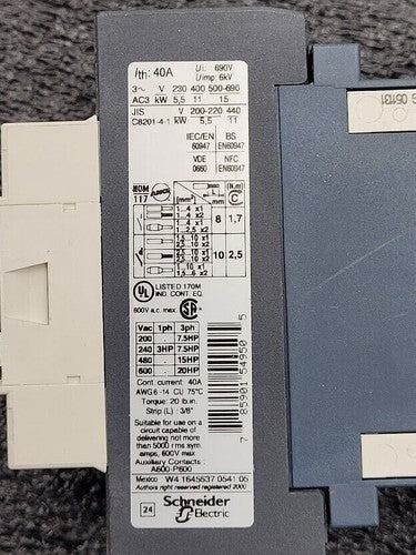 Telemecanique Square D LC1D25 Contactor 24 VDC Coil DIN Rail w/ LAD4TBDL Diode
