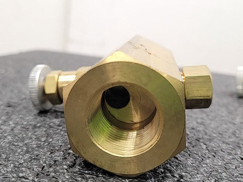 Pneu-Trol Deltrol F-35B Brass Flow Control Needle Valve Fluid Regulator Lot of 2