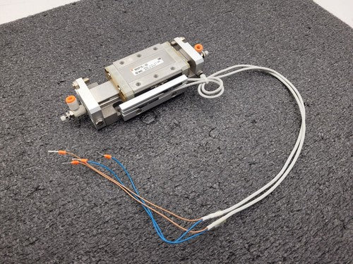 SMC MXP16-30 100PSI Linear Slide Guide Cylinder w/ D-F9B Sensors, Stops Unit C