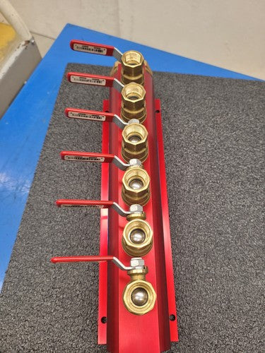 Lot of 2x Burger & Brown 2" Smartflow Aluminum Manifolds 6 port 1/2" Ball Valves