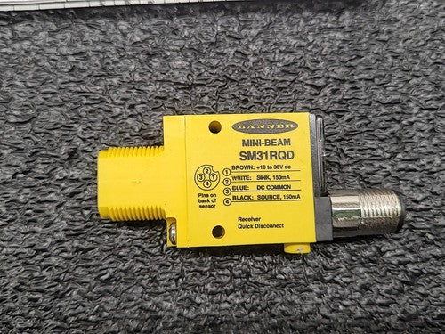 Banner SM31RQD Mini-Beam Photoelectric Receiver Sensor 10-30VDC Quick Disconnect