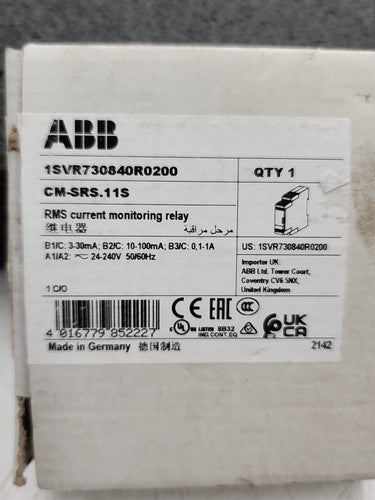 ABB CM-SRS.11S RMS Current Monitoring Relay 1SVR730840R0200 DIN Rail Mount