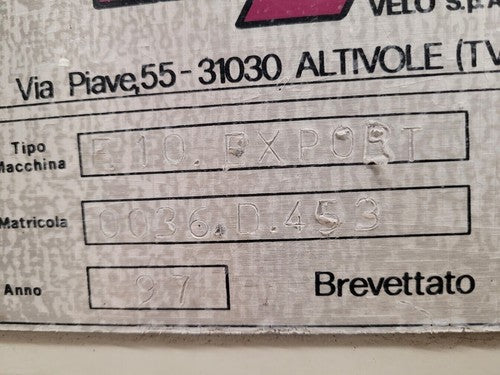 Velo S.p.A DE Wine Filter System F10 Export 1997 Manufacture 208VAC 60Hz