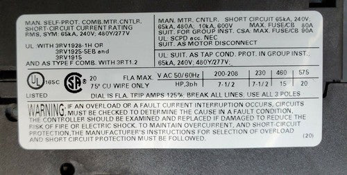 SIEMENS SIRIUS 3RV1021-4BA10 Circuit Breaker w/ 3RV1901-1A Auxiliary Contact