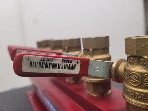 Lot of 2x Burger & Brown 2" Smartflow Aluminum Manifolds 6 port 1/2" Ball Valves