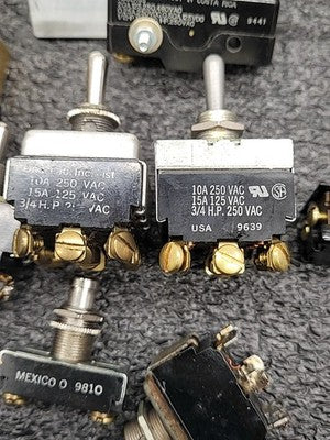 Industrial Electrical Switch Lot Toggle Rocker Micro 15A 125VAC Carling Cherry