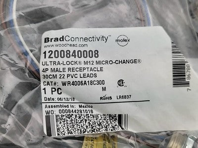 3x Brad Connectivity Ultra-Lok M12 Micro Change Male Receptacle WR4006A18C300