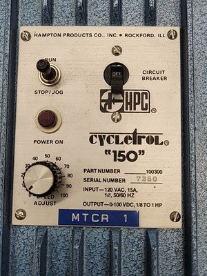 Hampton Products Cycletrol 150 DC Motor Speed Controller 0-100VDC 1/8 to 1HP
