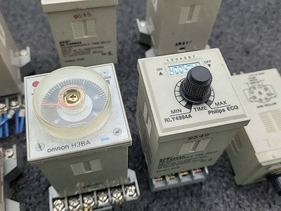 Lot of 9x Omron H3BA Time Delay Relay Lot Philips ECG RLY4994A Timers Industrial