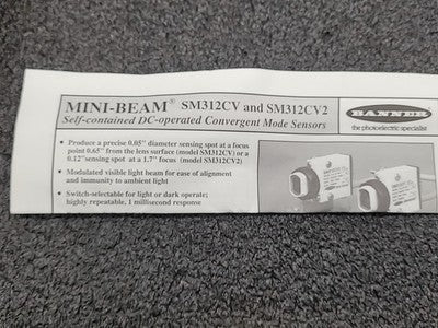 Banner MINI-BEAM SM312CV / SM312CV2 Convergent Mode Photoelectric Sensor