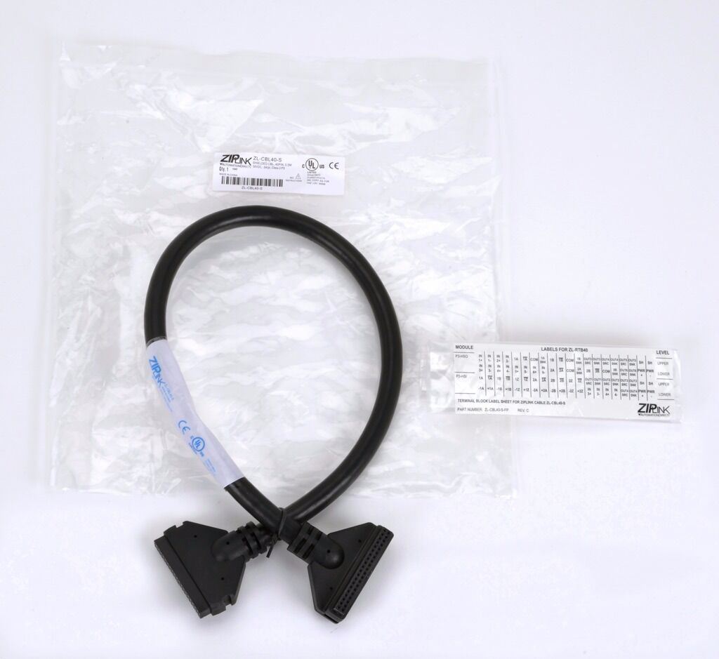 ZipLink ZL-CBL40-S Shielded Cable, 40-Pin to 40-Pin, 0.5M L, 30VDC - NEW