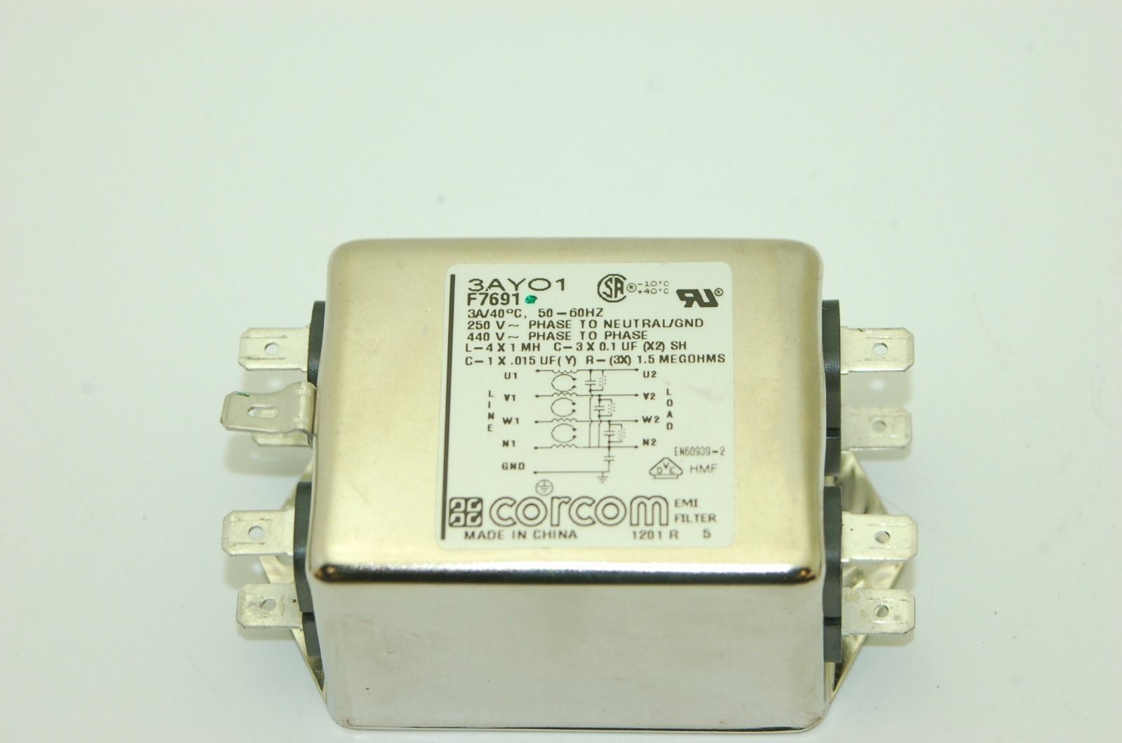 Corcom Electrical Line Filters, 3AYO1, 20VB6, 20VB1, 10VR3 - Lot of 6