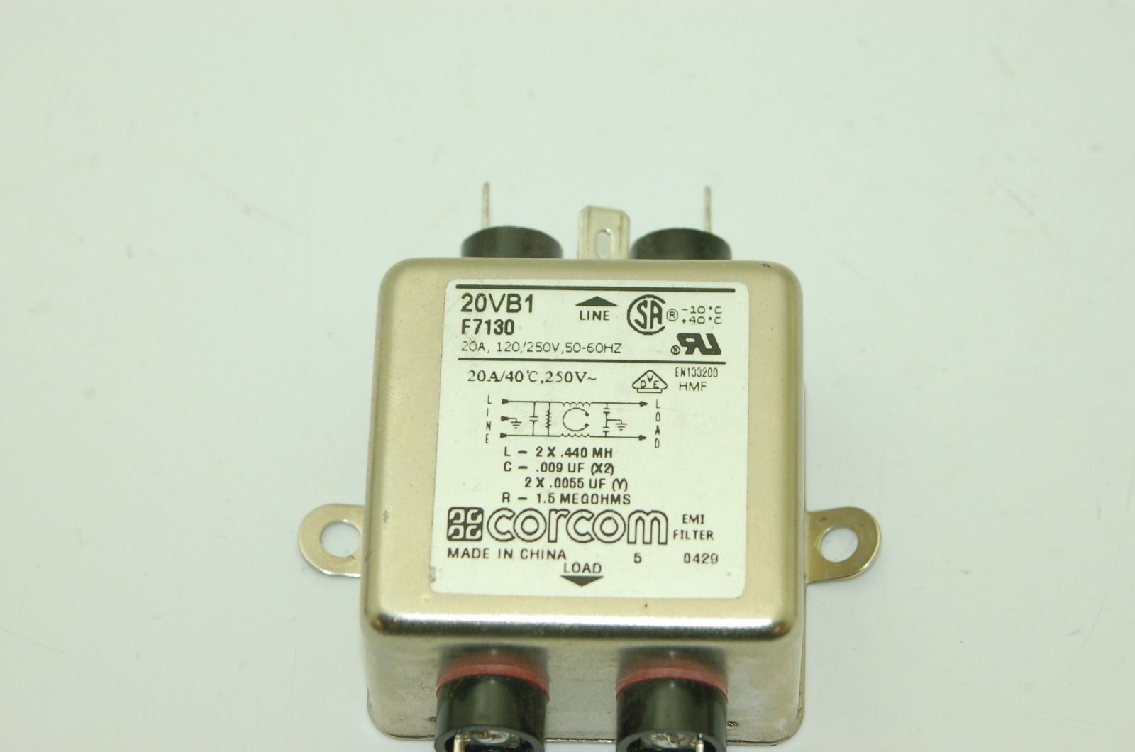 Corcom Electrical Line Filters, 3AYO1, 20VB6, 20VB1, 10VR3 - Lot of 6