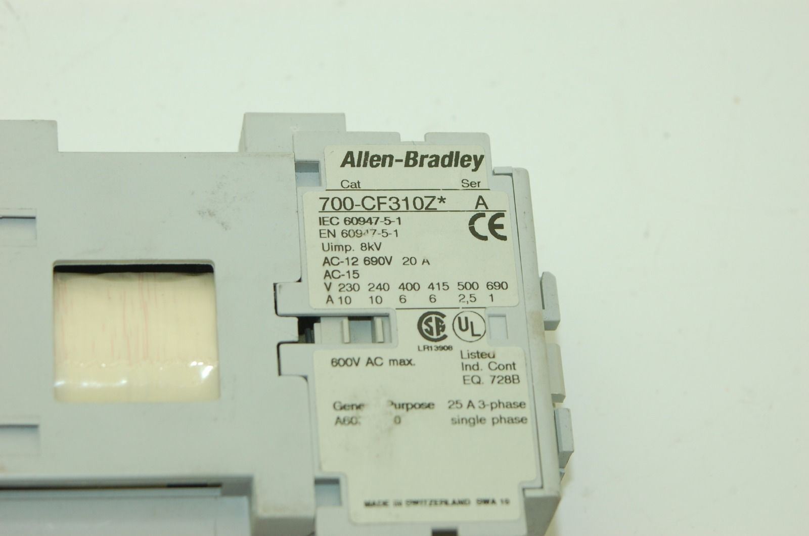 Allen Bradley 700-CF310Z Contactor, Ser. A, 600V, 25A, 1-PH