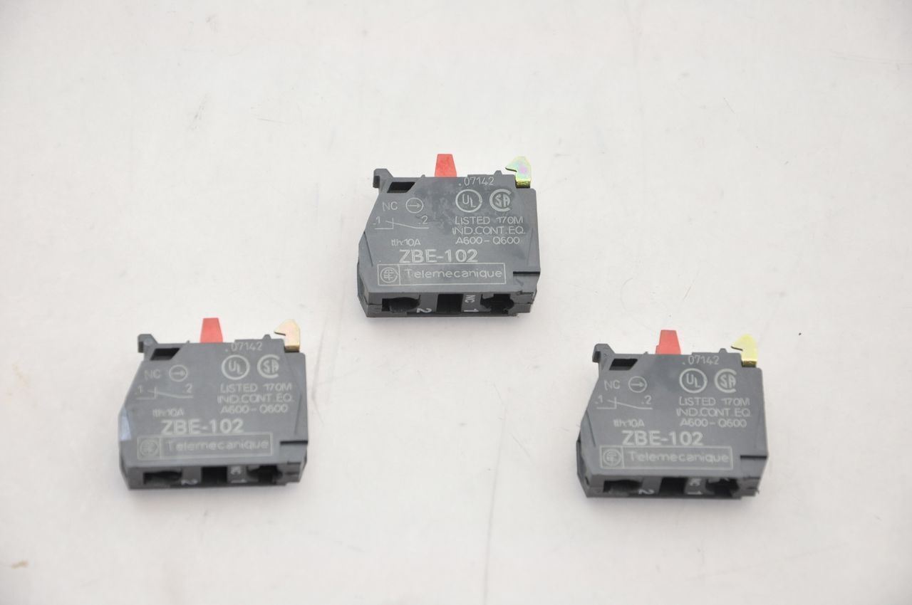 Telemecanique ZBE-102 Contact Block 10A 600VAC Type XB4 Lot Of 3