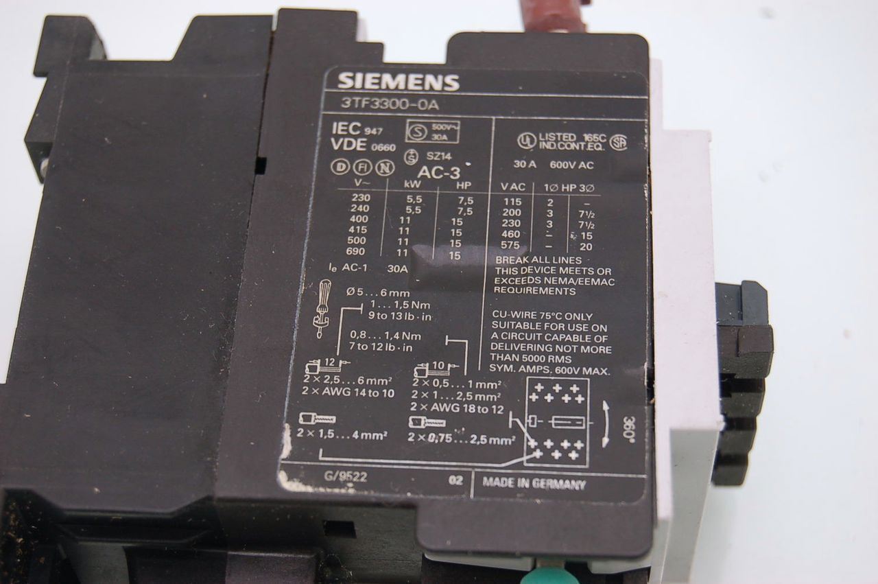 Siemens 3TF3 World Series Contactor 24VCoil