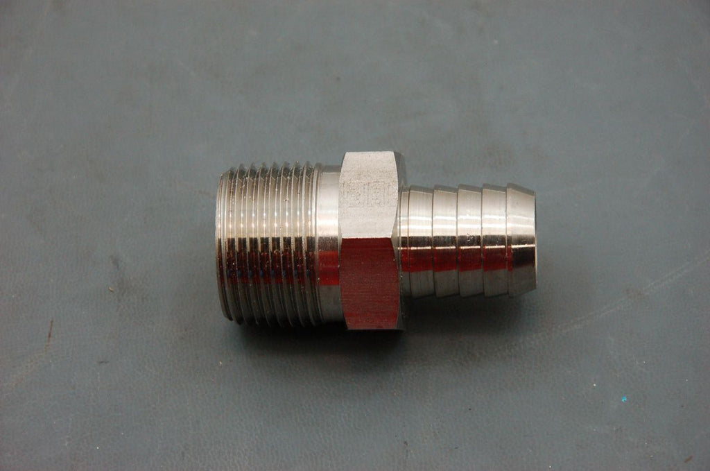 SSP Push-On Barb Male SS Pipe Connector 33mm Threads by 22mm Hose Lot of 4