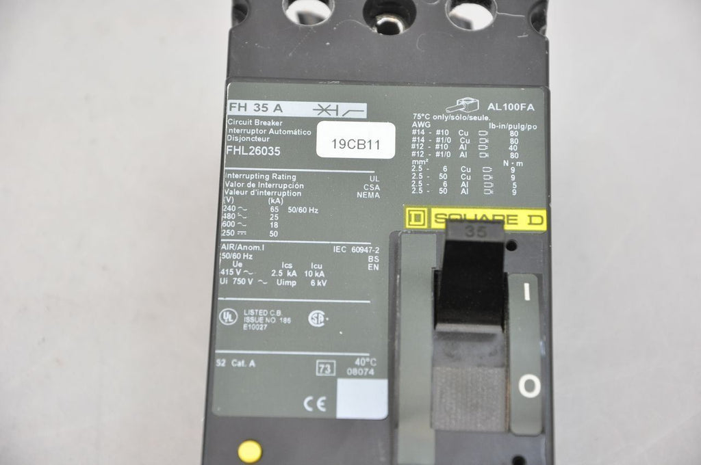Square D FHL26035 Circuit Breaker 600V 35A