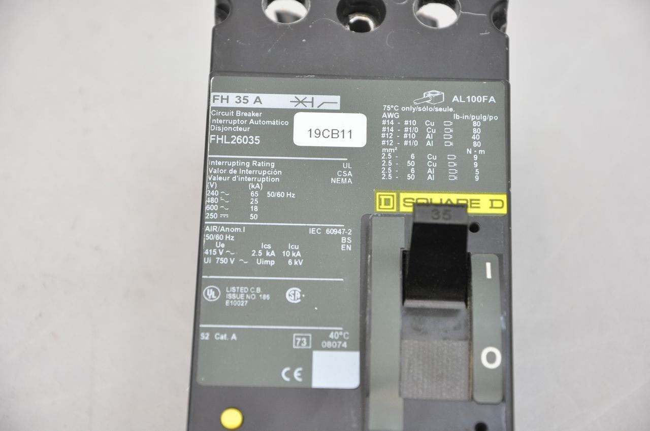 Square D FHL26035 Circuit Breaker 600V 35A