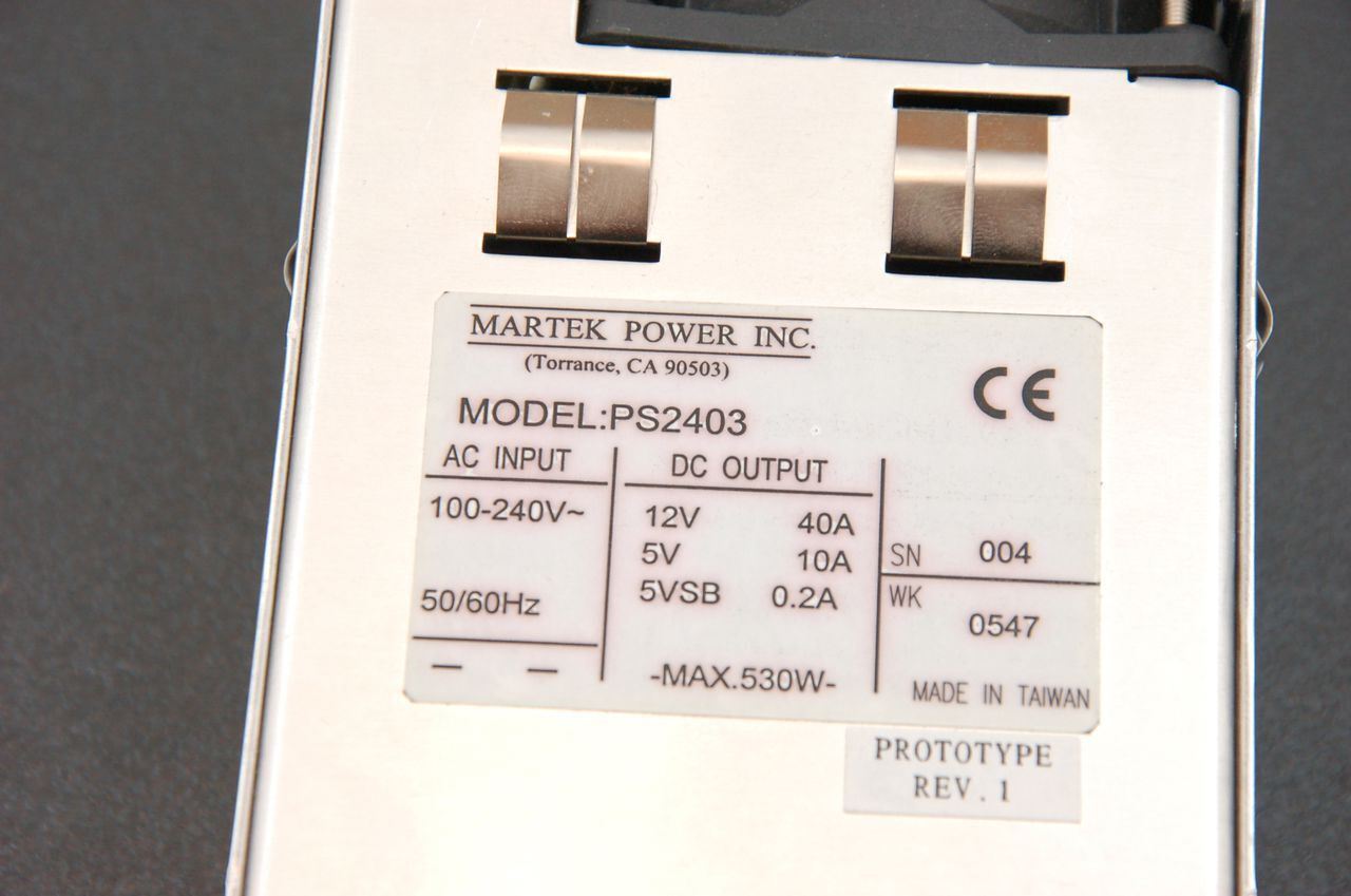 Martek Power Inc PS2403 Modular Equipment Power Supply 530W 12V 40A 5V 10A