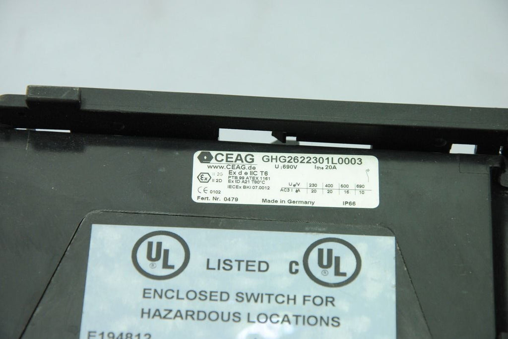 Cooper Crouse-Hinds Explosion Proof Protected Disconnect Switch GHG262 20A 14HP