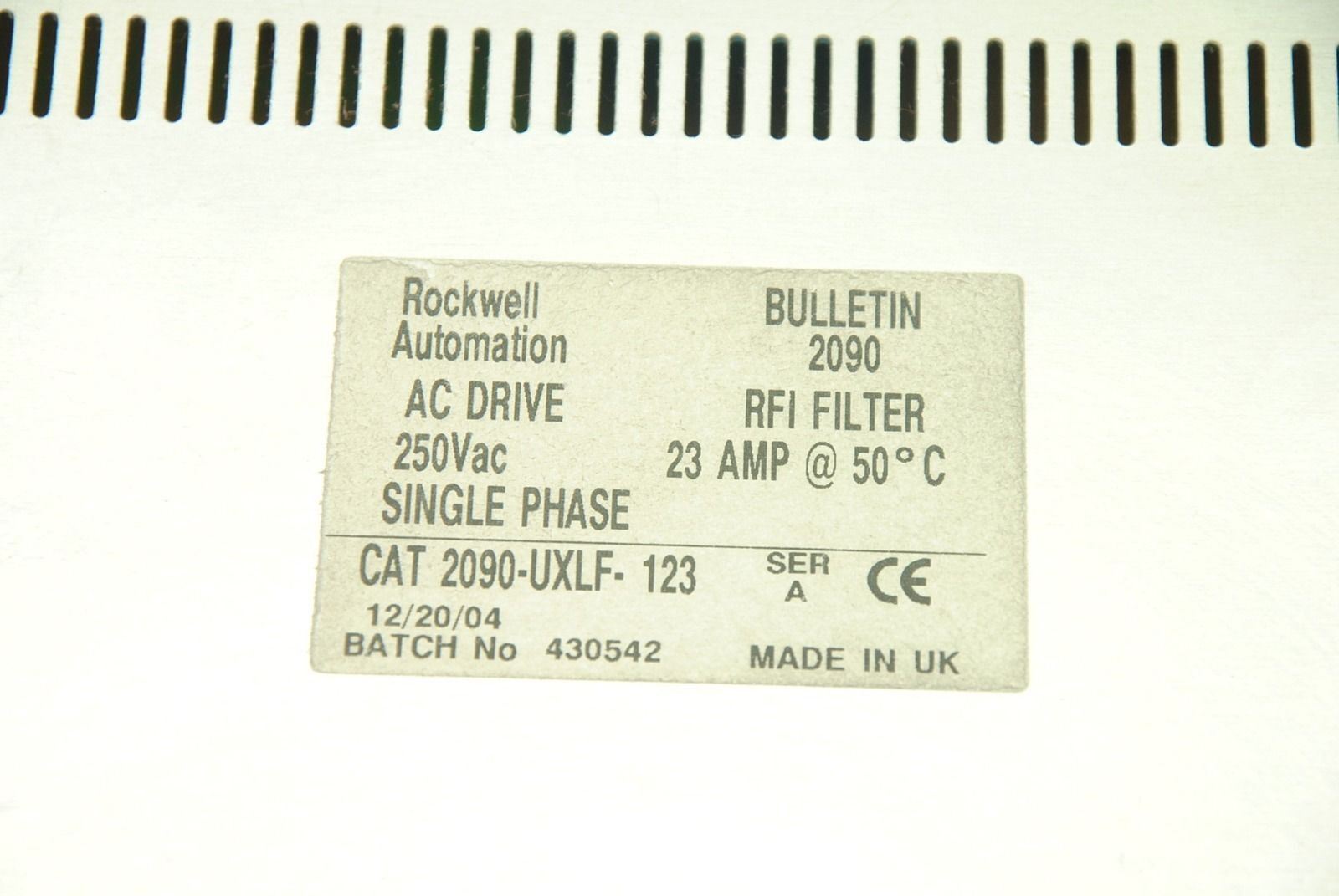 Rockwell Automation 2090-UXLF-123 Single-Phase RFI Filter 250VAC 23A