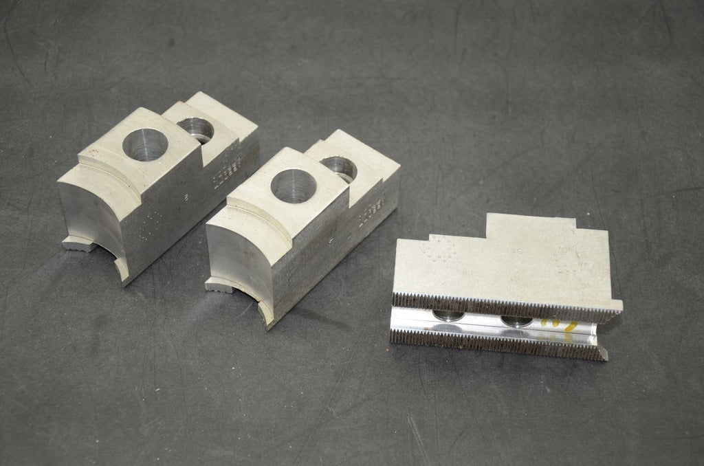 Serrated Soft Chuck Jaws, 3.75" x 1.5" x 2", Aluminum, Set of 3 (J08)