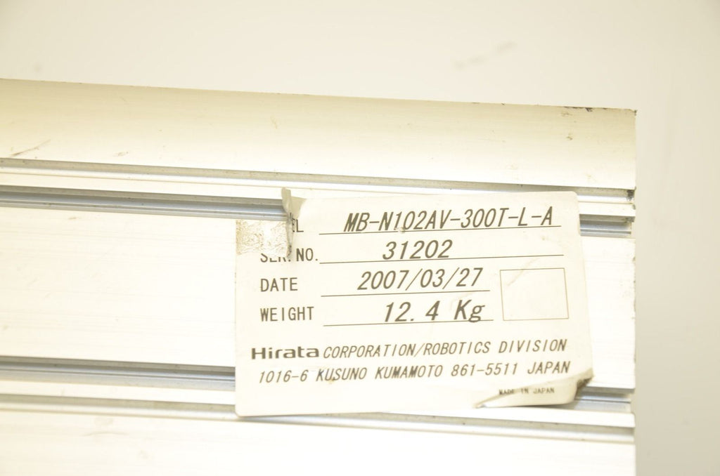 Hirata MB-N102AV-300T-L-A Screw Drive Aluminum Linear Actuator 620L 300mm Travel