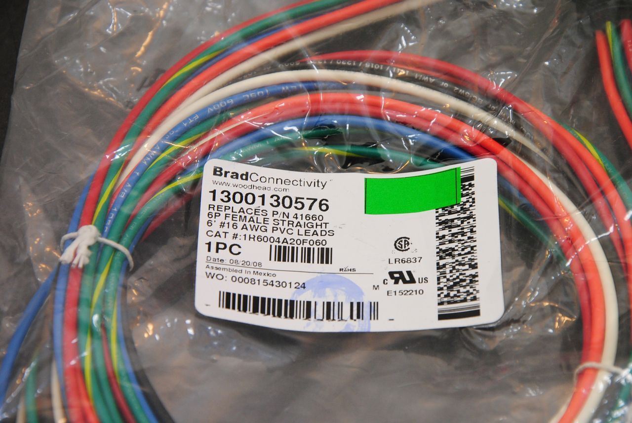 Brad / Molex 1300130576 (1R6004A20F060) 6-Pole F Recept, 16AWG, 6' L - NEW