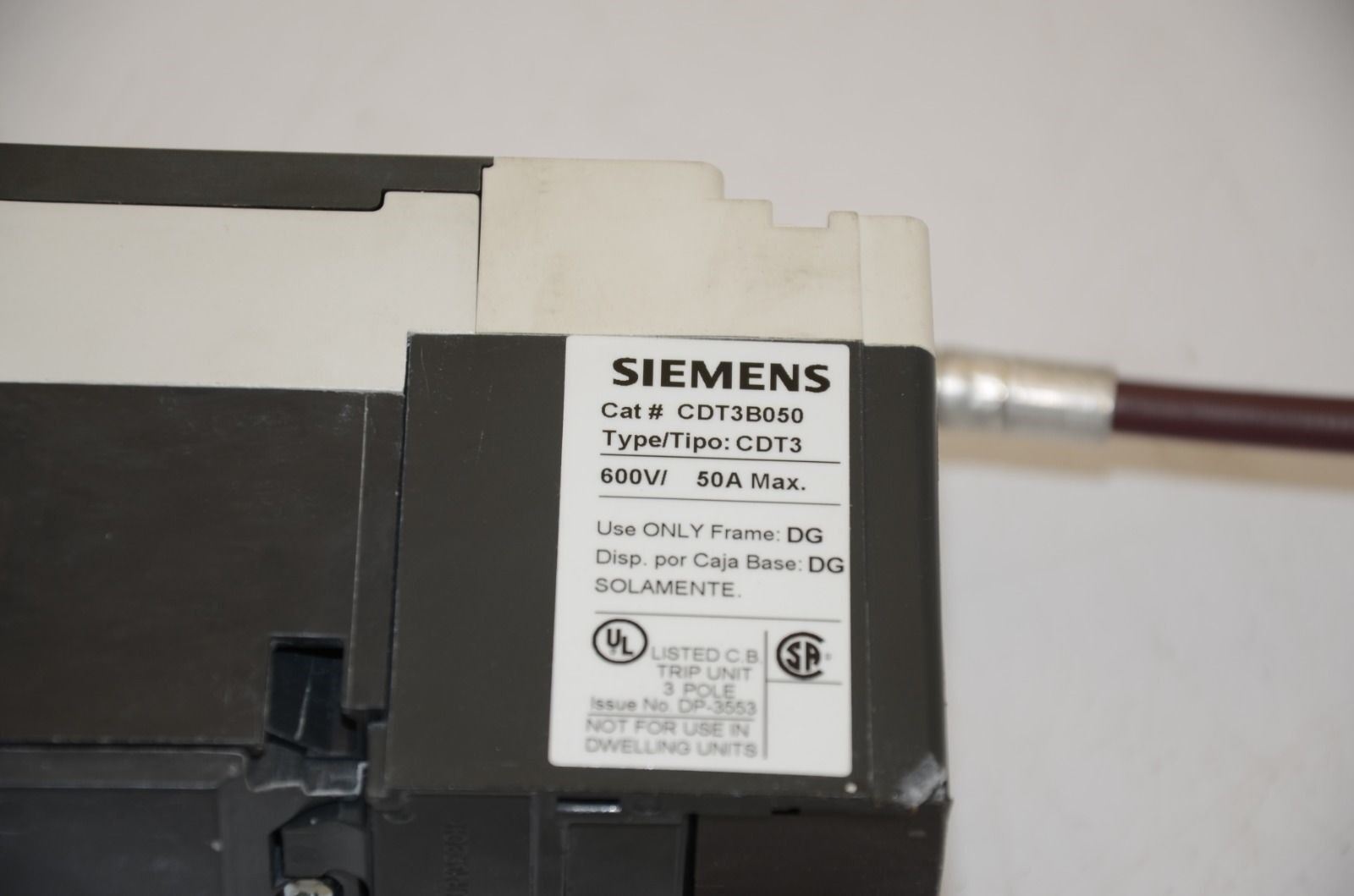 Siemens CDT3 600V 50A Circuit BReaker w/ Remote Disconnect