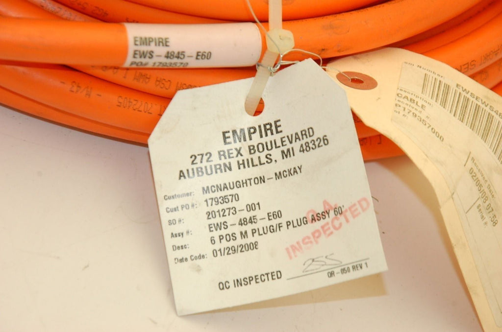 Empire EWS-4845-E60 6-Pos M to 6-Pos Female Servo Cable, 60'