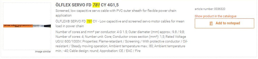 Lapp Kabel Servo Drive Power & Control Cables, 8M, M20 Connection