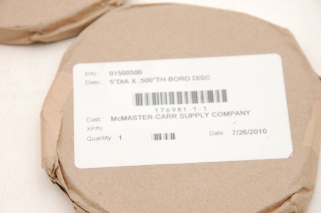 Heat-Resistant Borosilicate Glass Maxi Temp 445° 5" Diameter x .5" thick New