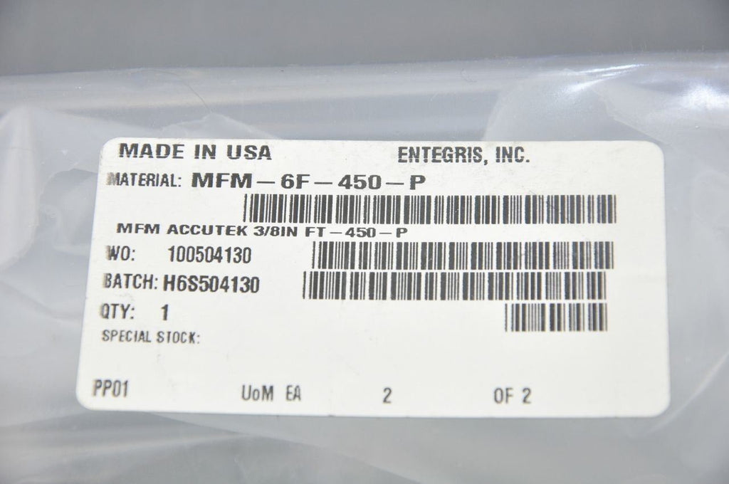 Entegris MFM-6F-450-P Accutek Flowmeter 450cc/min Flow Range