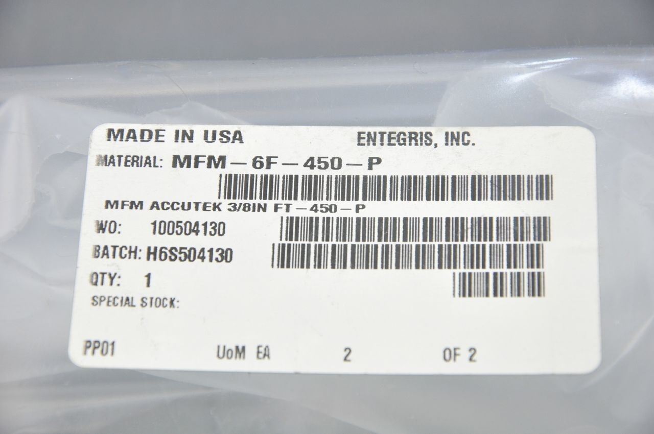 Entegris MFM-6F-450-P Accutek Flowmeter 450cc/min Flow Range