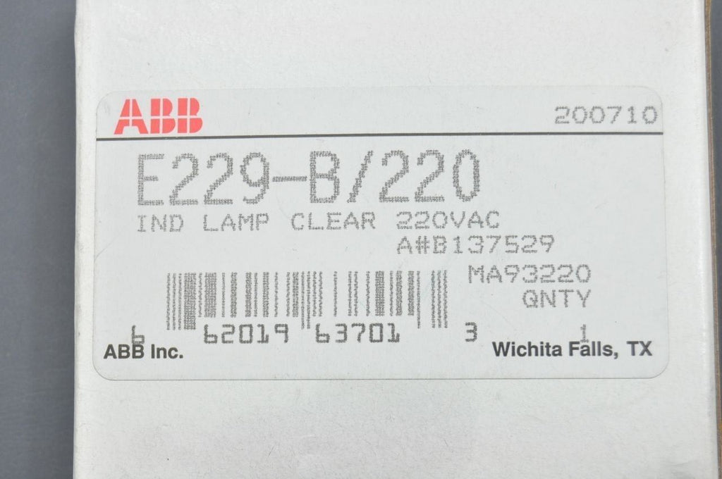 ABB E229-B/220 Indicator Lamp Clear NEW