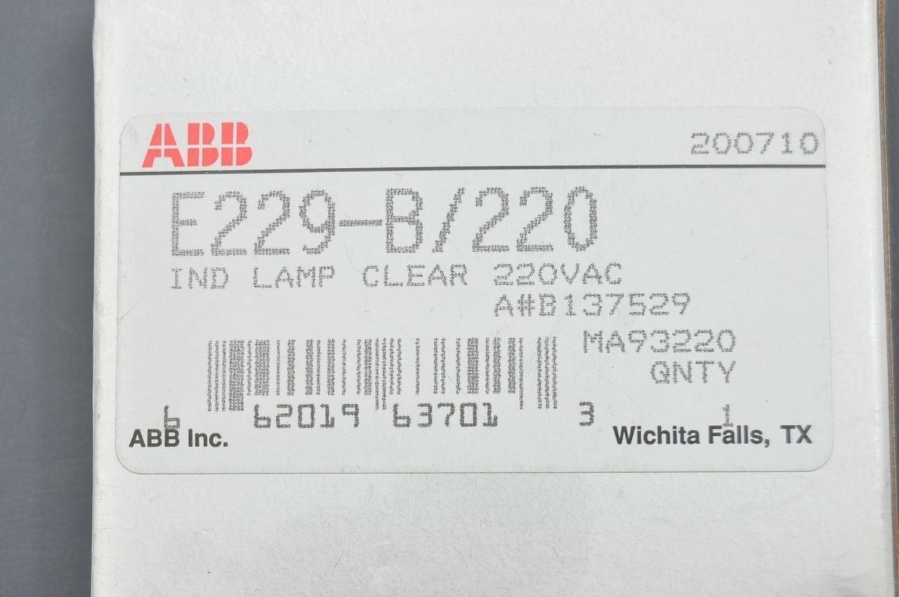 ABB E229-B/220 Indicator Lamp Clear NEW